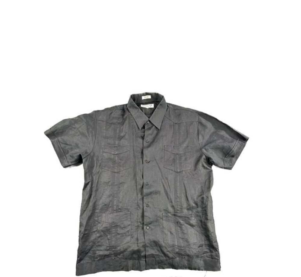 Giovanni Uomo 100% Linen Black Guayabera Shirt Size XL